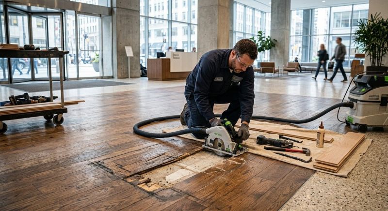 Our team working on Wood Floor Service projects in Towson, MD